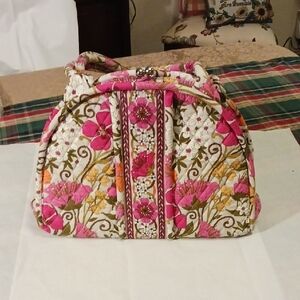 Vera Bradley Pink and Green Floral Cosmetic Bag